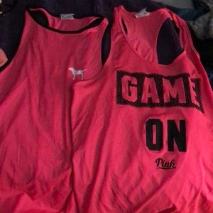 two pink tank tops